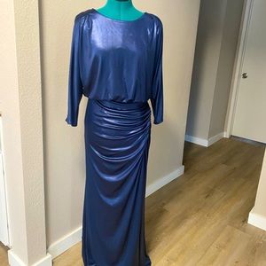 Adrianna Papell - Metallic Blue Evening Gown Size 10